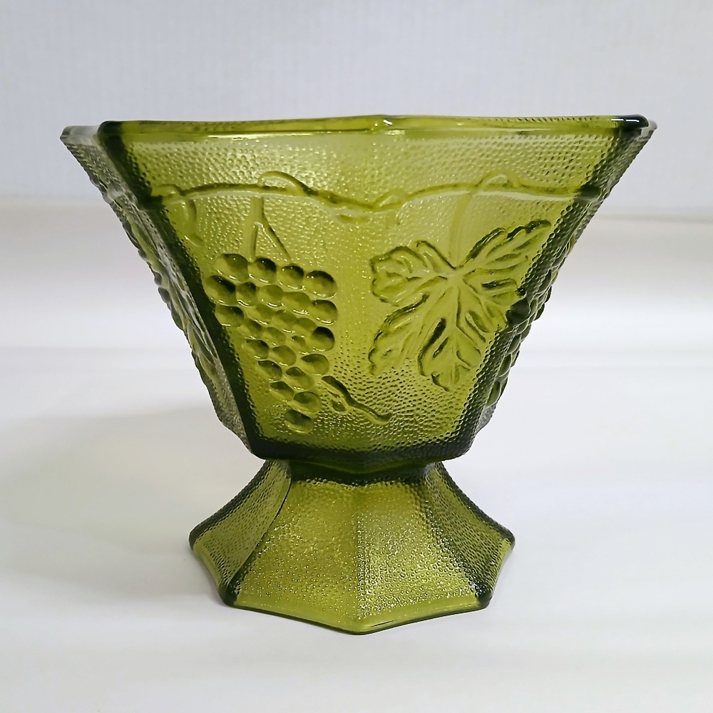 Vintage Green Textured Glass Vase